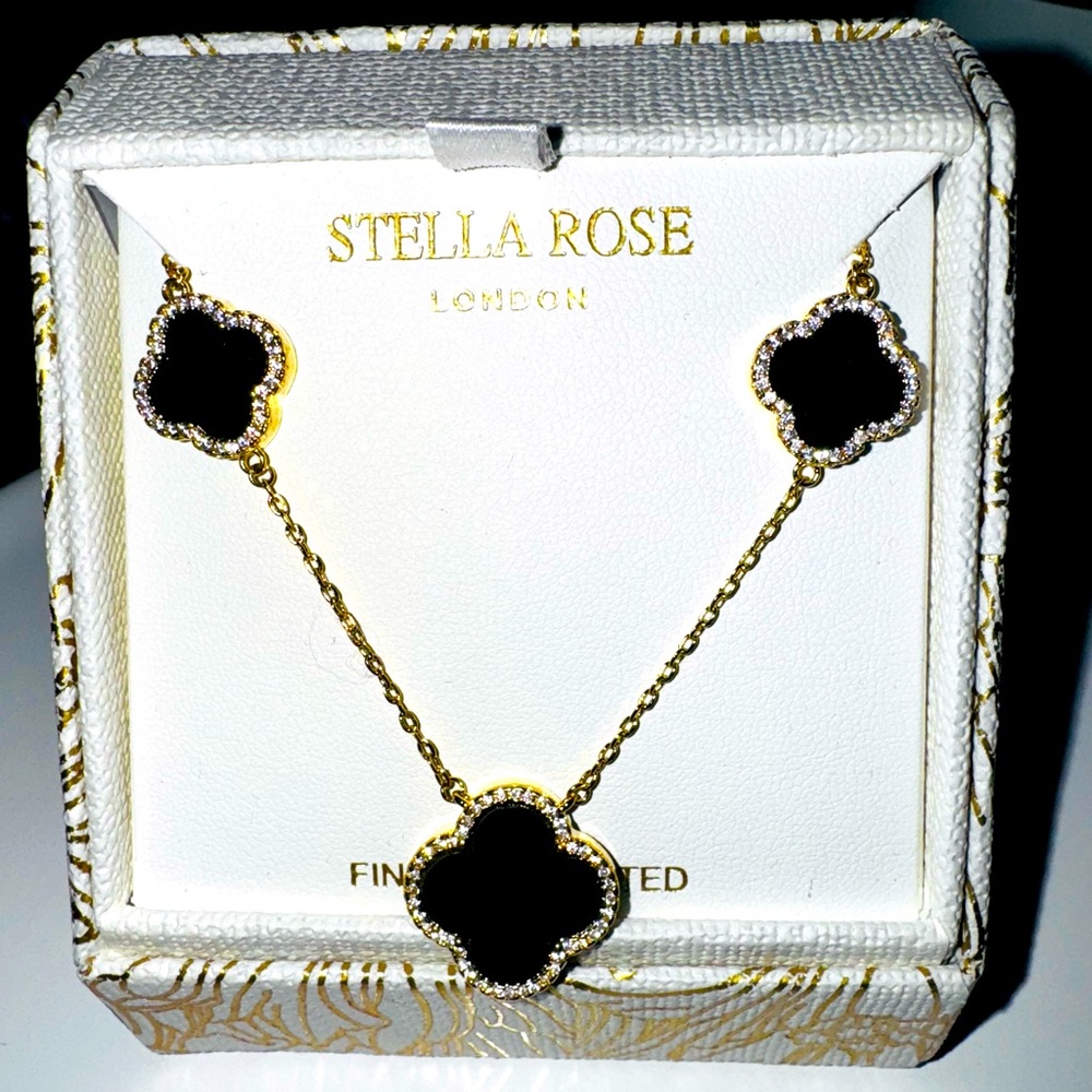 Stella Rose® Beautiful Black 3 Charm
Necklace & Covered in Cz